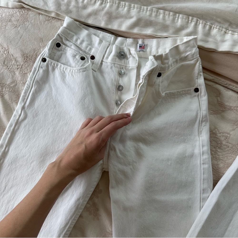 RE/DONE vintage originals high waisted, white straight leg jeans